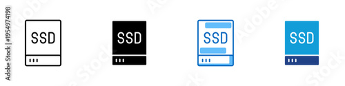 SSD Storage Multiple Style Icon Design Vector - Solid state drive unit representing high speed storage, data management, and hardware performance