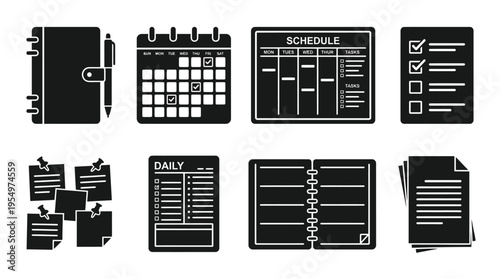 Task Organization Workflow Vector Icons Collection