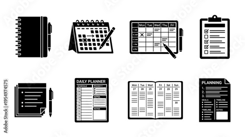Planning Organization Productivity Vector Icons Collection