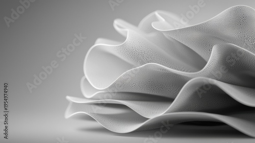 Abstract Art: A 3D rendering of a stylized flower or plant with a textured surface.