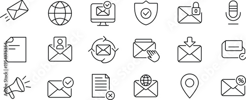 Outline Icons Representing Email And Communication Services