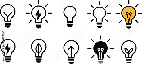 Collection of Light Bulb Icons with Variations idea