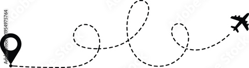 Airplane Flying on a Dashed Line Route aircraft flight