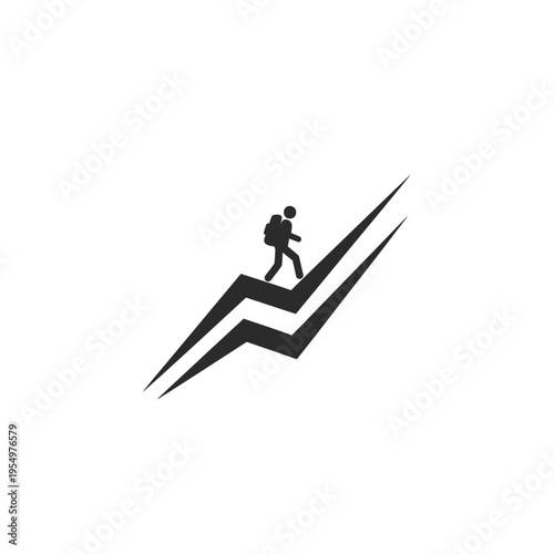 a person climbing up a chevron graph.