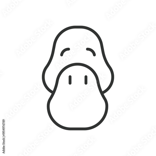 Duck face, icon in line design. duck, bird, animal, water, lake, wildlife, beak on white background vector. duck face editable stroke icon