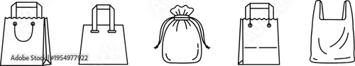 Bag icon set vector collection of various shopping and carry bag designs