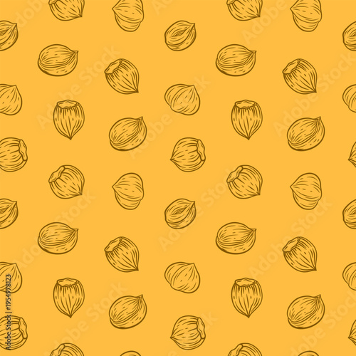 hazelnut Pattern background. seamless pattern hazelnut doodle illustration. doodle hazelnut seamless pattern.