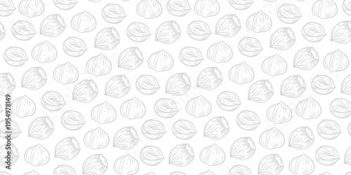 hazelnut Pattern background. seamless pattern hazelnut doodle illustration. doodle hazelnut seamless pattern.