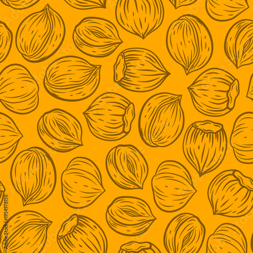 hazelnut Pattern background. seamless pattern hazelnut doodle illustration. doodle hazelnut seamless pattern.