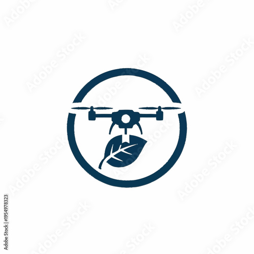 Drone Delivering Leaf Symbolizing Eco Technology.
