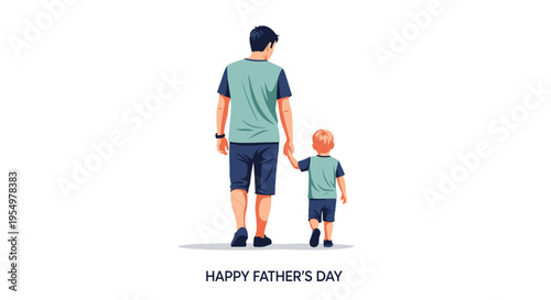 Father and son walking hand in hand celebrating father's day together pure joy