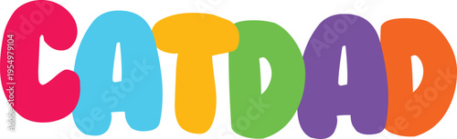 Catdad colorful bold playful letterform vector illustration ideal for cat enthusiast merchandise gifts or pet care branding elements on transparent background