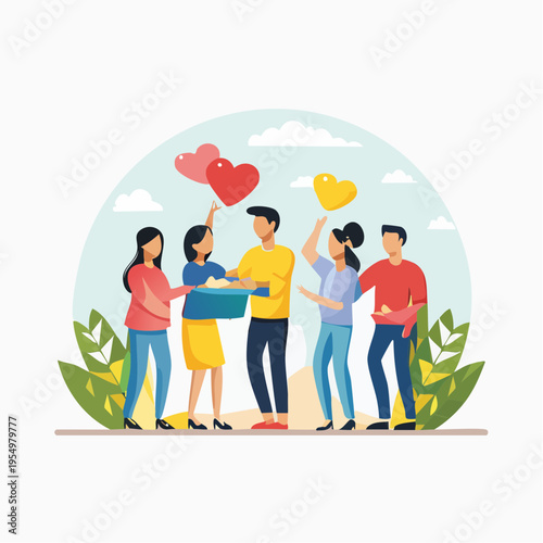 National Volunteer Week Community Support Illustration