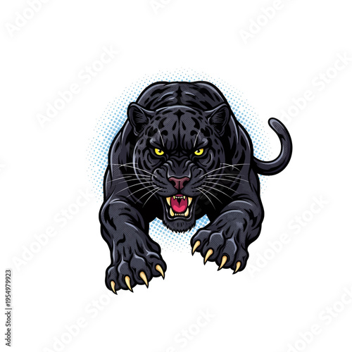 Black Panther Illustration Roaring Graphic Design Mascot Logo Vector Art Wildlife Animal Predator Powerful Intense Dynamic Image