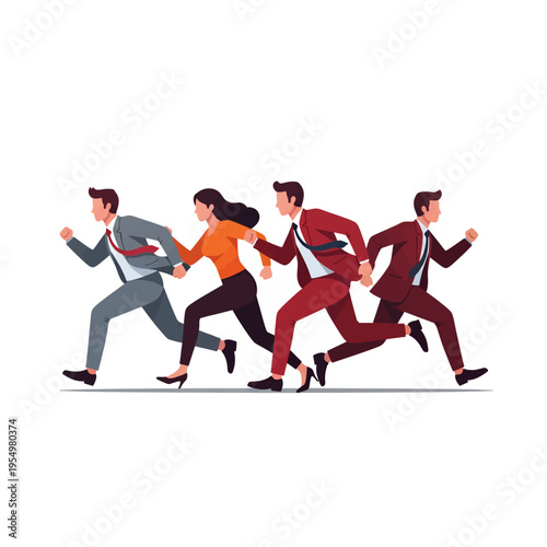 Business Team Running Together Success Concept Illustration Vector Graphic Stock Image Professional People Race Competition