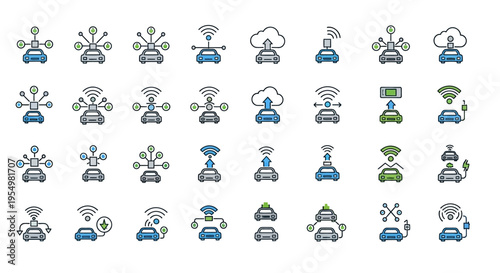 Collection of various industrial icons and symbols.