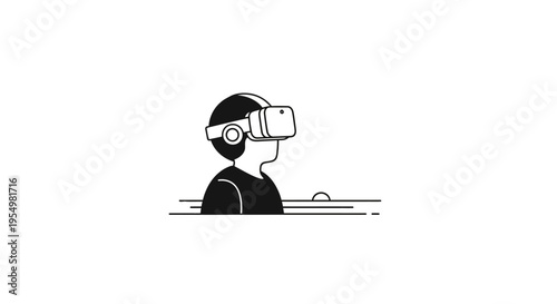 Person wearing virtual reality headset.