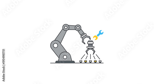 Industrial robotic arm performing welding task.