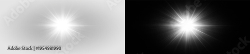 Foto Radiant soft white starburst glow sparkle light rays png overlay element
