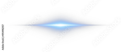Fotografie Soft blue lens flare light glow horizontal streak minimal effect png overlay ele