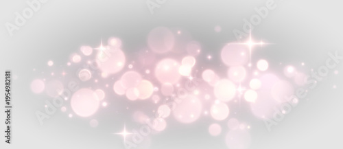Pink glowing bokeh light circles sparkle particles soft effect png overlay element, on transparent background