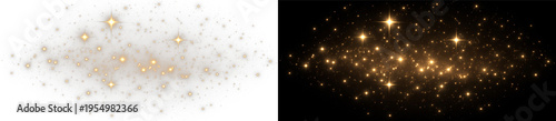 Foto Golden glitter sparkle stars light particles glowing effect png overlay element