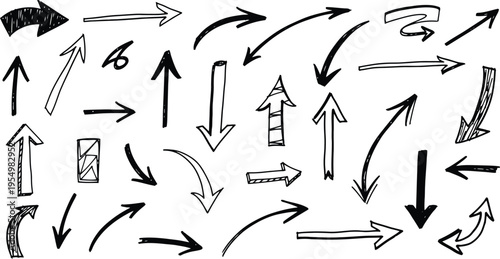 Collection of hand drawn arrows pointing in various directions