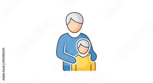 A simple illustration of a man and child.