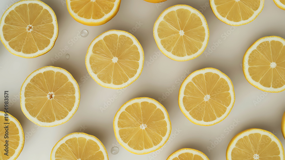 Fototapeta premium Minimal Citrus Flat Lay – Clean Geometric Food Composition