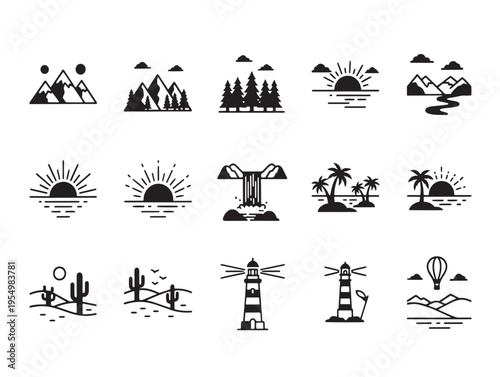 Various weather conditions depicted in silhouette
