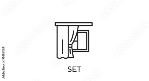 Line drawing of a window blind.