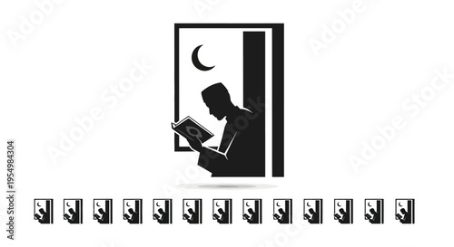 a silhouette of a person reading.