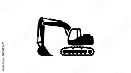 Black excavator machine heavy equipment.