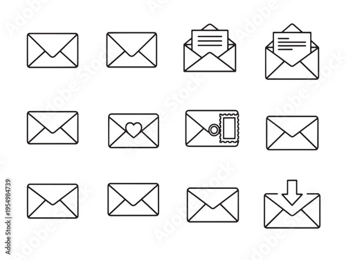 A collection of various envelope icons