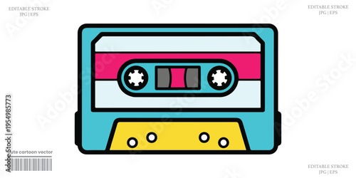 Cassette Tape Retro Audio Music Player Vintage Mixtape Nostalgia Illustration
