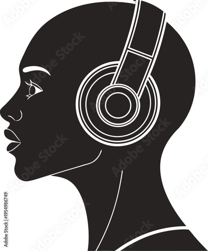 Listening/Audio: A side profile of a human head wearing large over-ear headphones.

                      