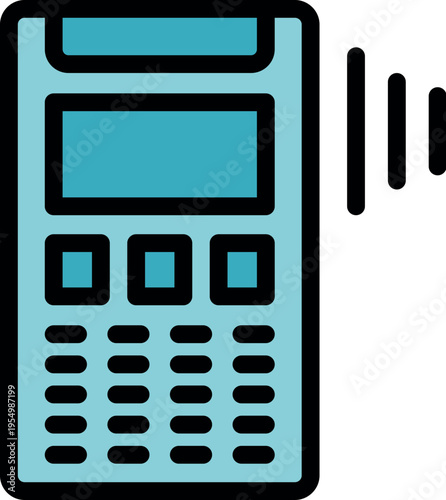 Pos terminal accepting a contactless payment using nfc technology, ensuring secure and convenient transactions