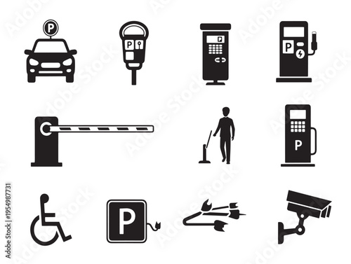 Various parking and transportation icons