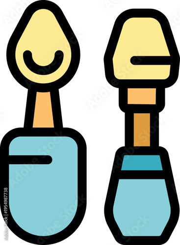 Nail care tools including cuticle pusher with smiling face and nail polish brush with cap, promoting nail hygiene