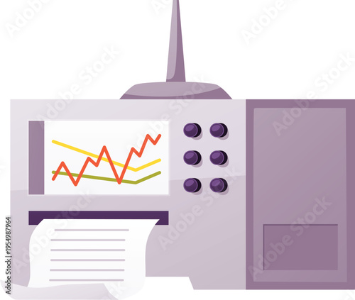 Seismograph or seismometer, geodetic device, seismic activity, vector flat surveyors and civil engineers instrument