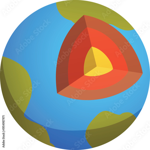 The internal structure of the Earth, with its layers highlighted: the crust, mantle, and core.