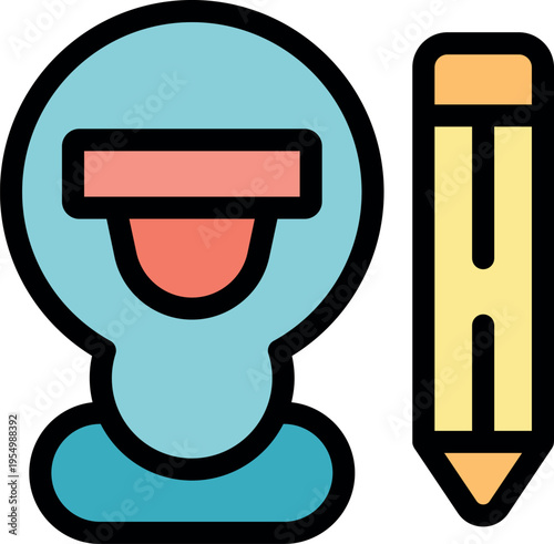 Lightbulb with ar headset and pencil symbolizes the fusion of technology and creativity for generating innovative ideas