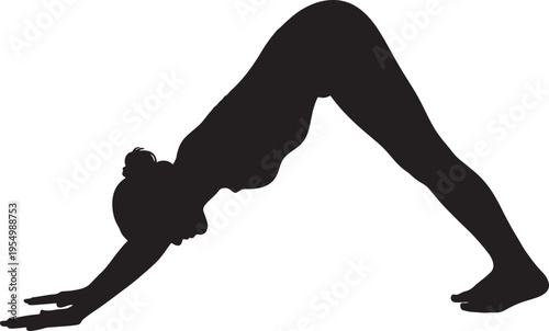 Woman Doing Downward-Facing Dog Yoga Pose Silhouette