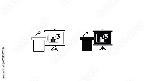 Contrast between traditional and modern presentation podiums with visual aids