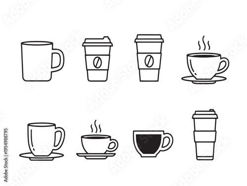 A collection of coffee cups and mugs