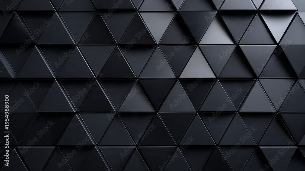 Obraz premium Elegant Dark Carbon Black Geometric Triangle 3D Pattern Abstract Background for Modern Technology and Corporate Design