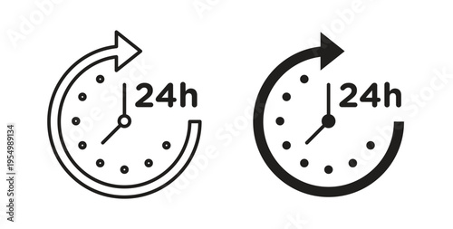 24 Hrs icon vector design elements. icon in flat and line style.