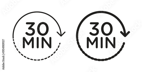 30 minutes icon vector design elements. icon in flat and line style.