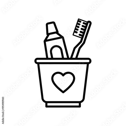 Toothbrush Toothpaste Cup Heart Hygiene Concept