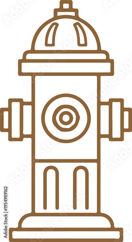 A brown line drawing of a fire hydrant Vector, illustration